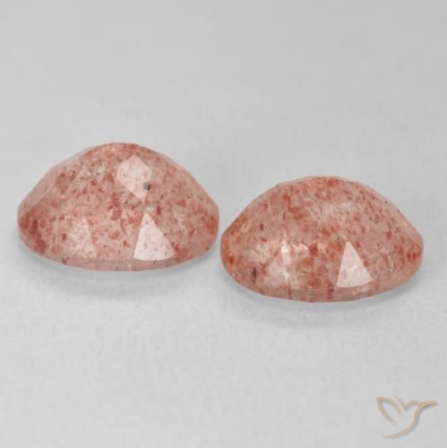 Pedras preciosas de Quartzo Morango joaninha vermelha natural de 3.82 ct, oval, Transparente