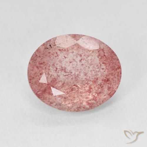 4.41ct Natural Medium Light-Pink Quartzo Morango, oval, Translúcido