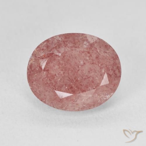 5.11ct Natural Medium Light-Pink Quartzo Morango, oval, Translúcido