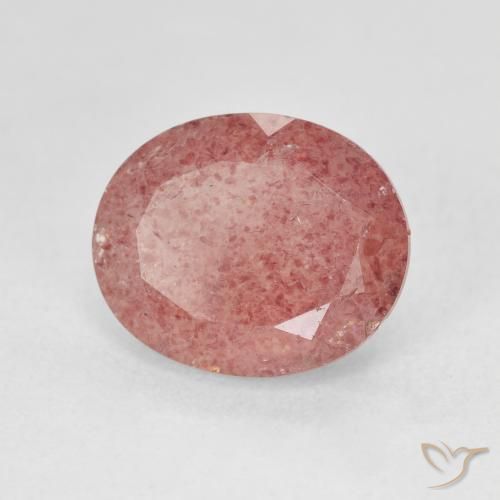 Quartzo Morango Rosa brilhante Natural 4.46ct, oval, Translúcido