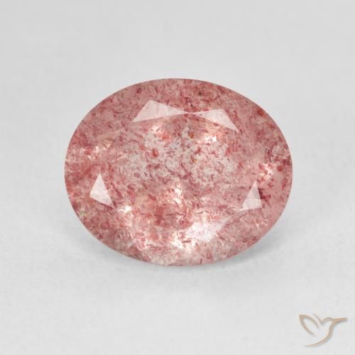 4.27ct Natural Medium Light-Pink Quartzo Morango, oval, Translúcido