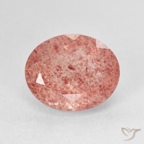 5.23ct Natural Rosa Alaranjado Quartzo Morango, oval, Translúcido