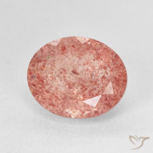 Quartzo Morango Rosa Alaranjado Natural 5.23ct, oval, Translúcido