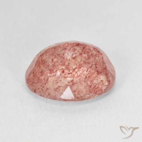 Quartzo Morango Rosa Alaranjado Natural 5.23ct, oval, Translúcido