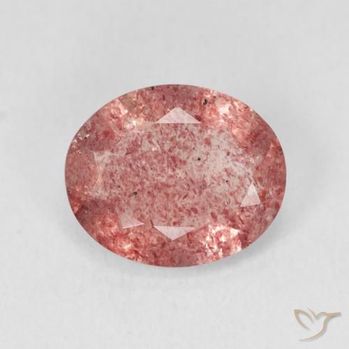 3.28ct Natural Rosa Alaranjado Quartzo Morango, oval, Translúcido