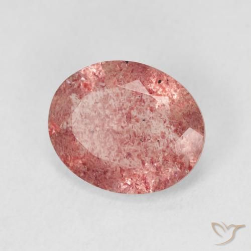 Quartzo Morango Rosa Alaranjado Natural 3.28ct, oval, Translúcido