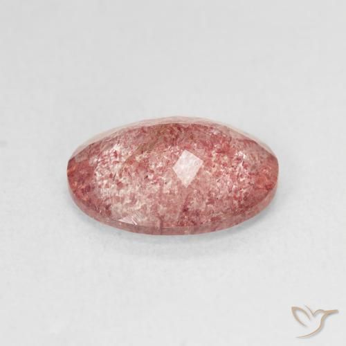 Quartzo Morango Rosa Alaranjado Natural 3.28ct, oval, Translúcido