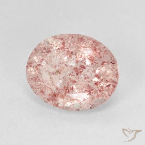 Quartzo Morango Luz rosa Natural 4.35ct, oval, Translúcido