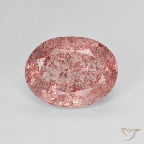 3.65ct Natural Rosa choque claro Quartzo Morango, oval, Translúcido