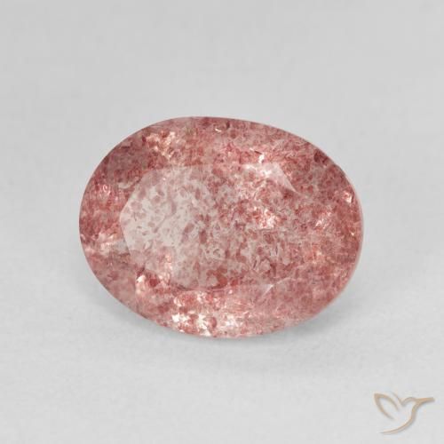 Quartzo Morango Rosa choque claro Natural 3.65ct, oval, Translúcido