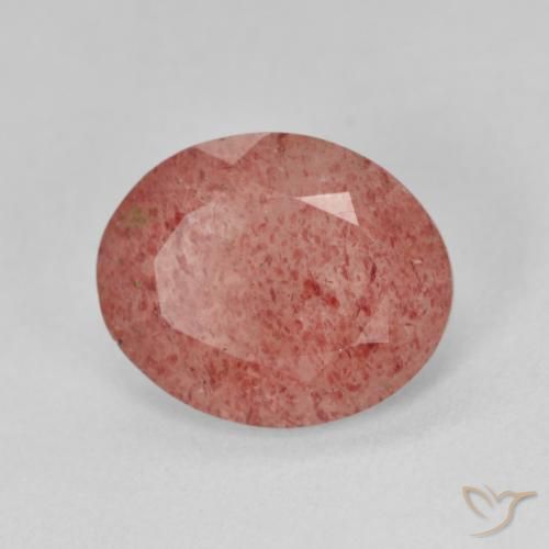 3.62ct Natural vermelho médio Quartzo Morango, oval, Translúcido