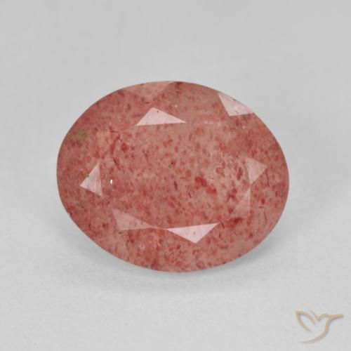Quartzo Morango vermelho médio Natural 3.62ct, oval, Translúcido
