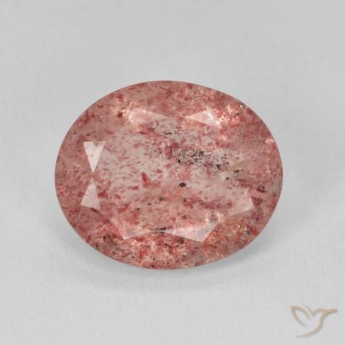 3.61ct Natural Rosa Alaranjado Quartzo Morango, oval, Translúcido