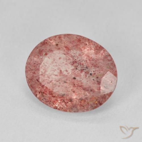 Quartzo Morango Rosa Alaranjado Natural 3.61ct, oval, Translúcido