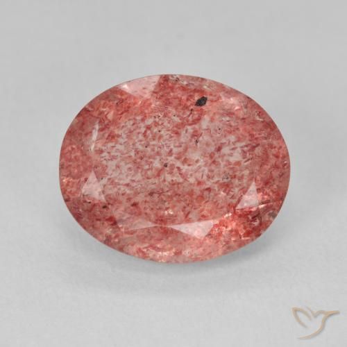 Quartzo Morango rosa médio Natural 4.09ct, oval, Translúcido