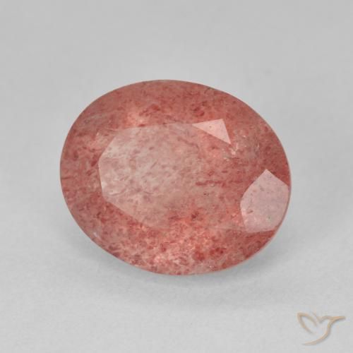 Quartzo Morango rosa médio Natural 4.33ct, oval, Translúcido