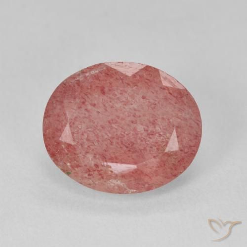 Quartzo Morango rosa médio Natural 3.94ct, oval, Translúcido
