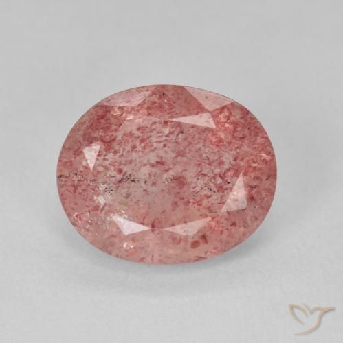 3.92ct Natural Medium Light-Pink Quartzo Morango, oval, Translúcido