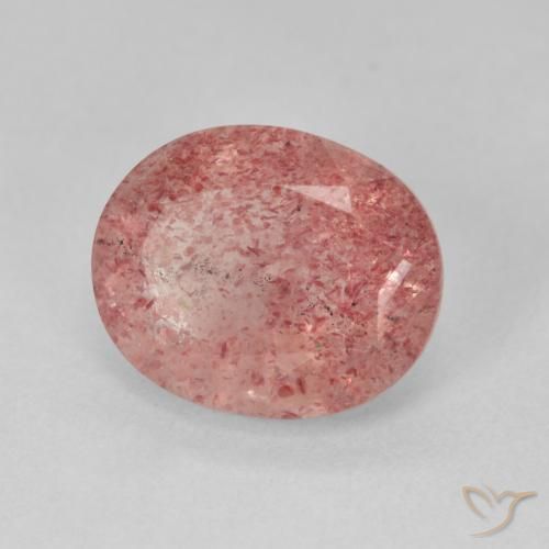 Quartzo Morango Medium Light-Pink Natural 3.92ct, oval, Translúcido