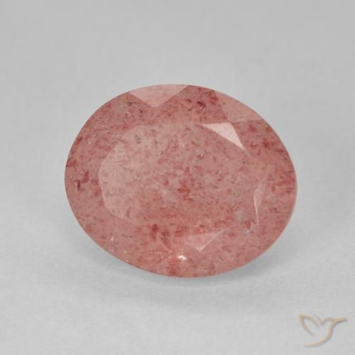 Quartzo Morango Laranja Avermelhado Pálido Natural 4.31ct, oval, Translúcido
