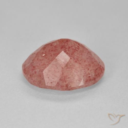 Quartzo Morango Laranja Avermelhado Pálido Natural 4.31ct, oval, Translúcido