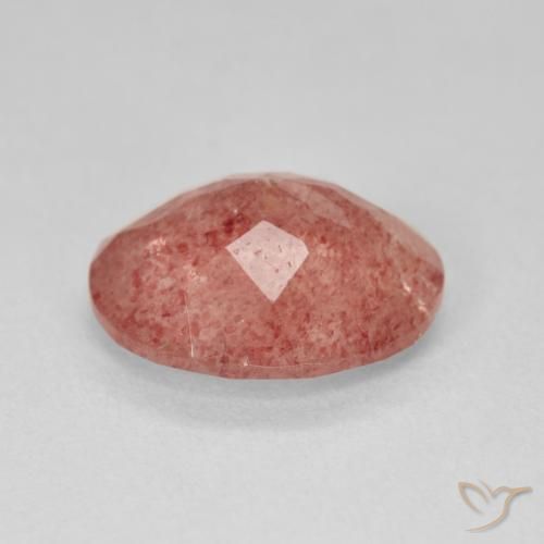 Quartzo Morango Laranja Avermelhado Pálido Natural 3.84ct, oval, Translúcido