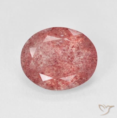4.04ct Natural Tom Rosa Avermelhado Quartzo Morango, oval, Translúcido