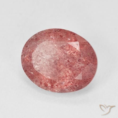 Quartzo Morango Tom Rosa Avermelhado Natural 4.04ct, oval, Translúcido