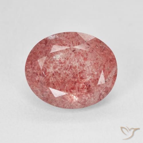4.79ct Natural Tom Rosa Avermelhado Quartzo Morango, oval, Translúcido
