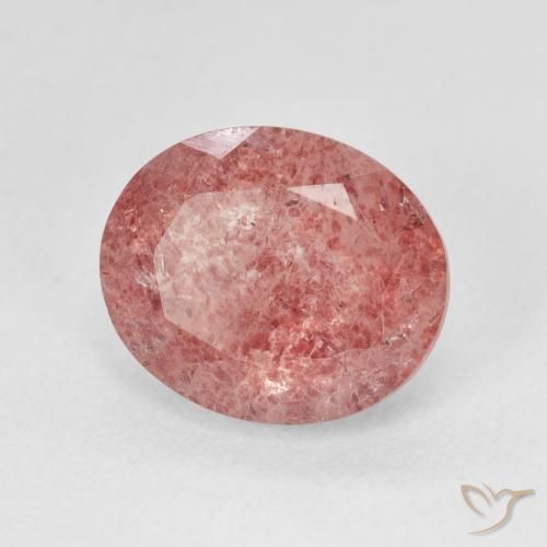 Quartzo Morango Tom Rosa Avermelhado Natural 4.79ct, oval, Translúcido