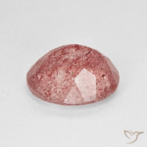 Quartzo Morango Tom Rosa Avermelhado Natural 4.79ct, oval, Translúcido