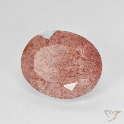 Quartzo Morango Sangue vermelho Natural 4.64ct, oval, Translúcido