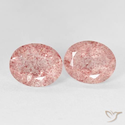 Pedras preciosas de Quartzo Morango Rosa Terroso natural de 5.40 ct, oval, Transparente