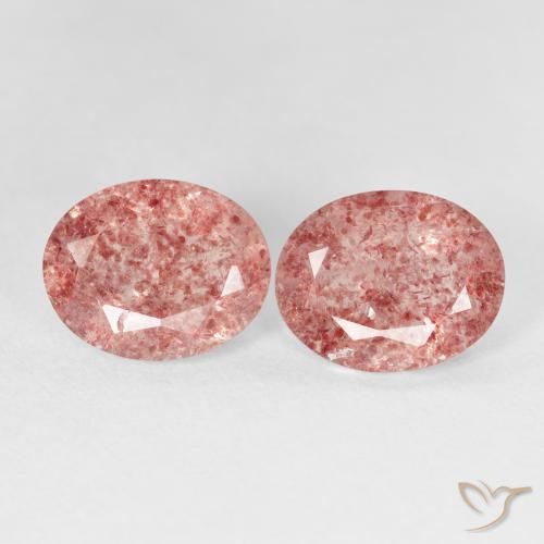 4.46ctw Natural Framboesa Rosa Quartzo Morango, oval, Transparente