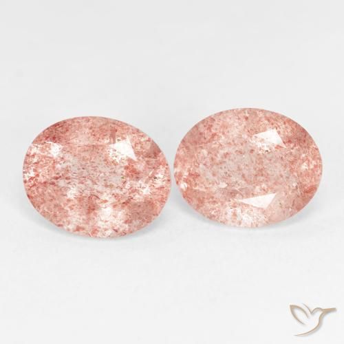 Pedras preciosas de Quartzo Morango Rosa Terroso natural de 4.67 ct, oval, Transparente
