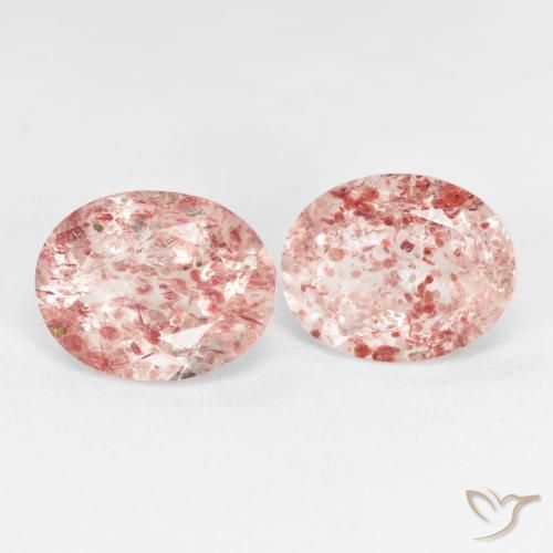 Pedras preciosas de Quartzo Morango Rosa Terroso natural de 5.24 ct, oval, Transparente