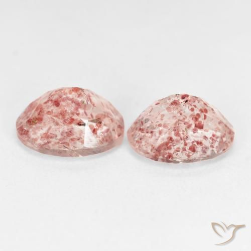 Pedras preciosas de Quartzo Morango Rosa Terroso natural de 5.24 ct, oval, Transparente