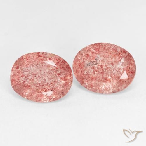 Pedras preciosas de Quartzo Morango vermelho indiano natural de 4.82 ct, oval, Transparente
