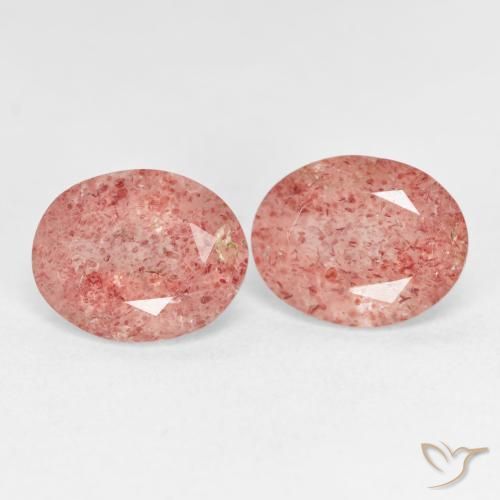 Pedras preciosas de Quartzo Morango Laranja Rosa natural de 4.91 ct, oval, Transparente