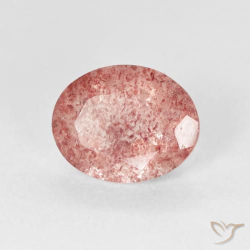 Quartzo Morango rosa avermelhado Natural 2.28ct, oval, Transparente