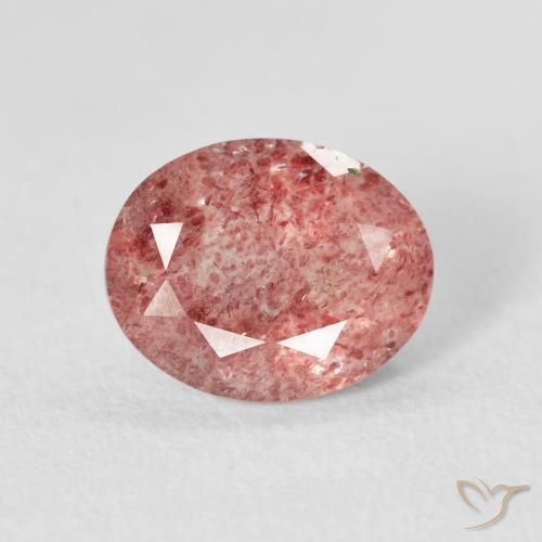 2.43ct Natural Framboesa Rosa Quartzo Morango, oval, Transparente