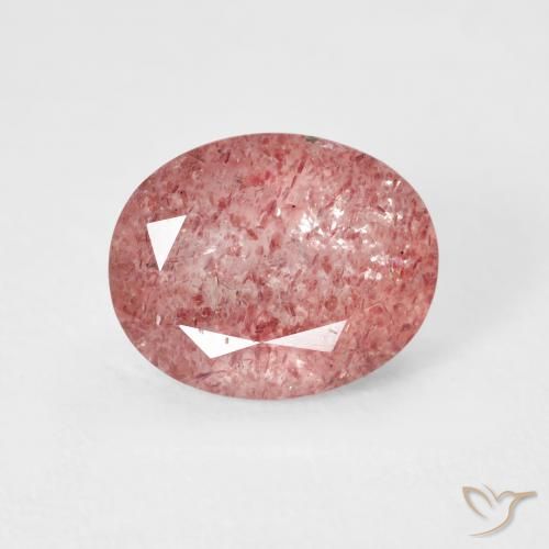 2.68ct Natural Framboesa Rosa Quartzo Morango, oval, Transparente