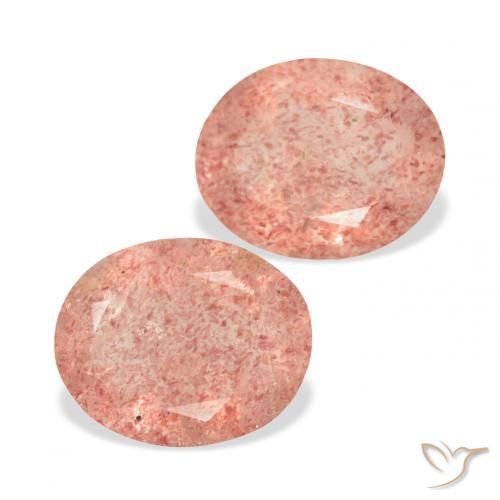 Pedras preciosas de Quartzo Morango Rosa Alaranjado natural de 5.71 ct, oval, Transparente