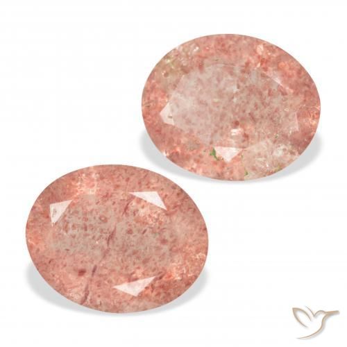 Pedras preciosas de Quartzo Morango Toranja Rosa natural de 5.85 ct, oval, Transparente