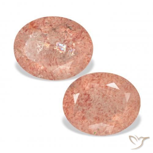 Pedras preciosas de Quartzo Morango Rosa Alaranjado natural de 6.40 ct, oval, Transparente