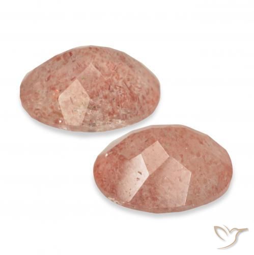 Pedras preciosas de Quartzo Morango Rosa Alaranjado natural de 6.40 ct, oval, Transparente