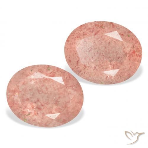 Pedras preciosas de Quartzo Morango Rosa Alaranjado natural de 6.80 ct, oval, Transparente