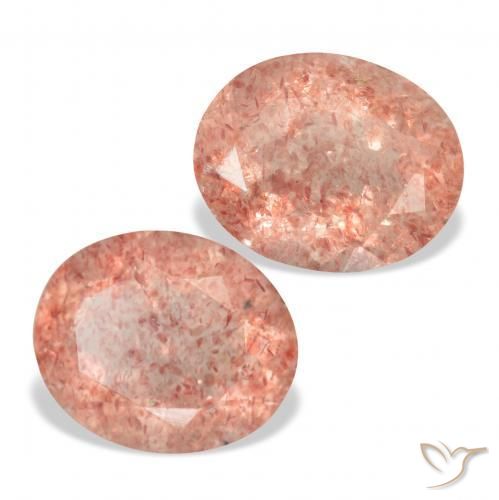 Pedras preciosas de Quartzo Morango Rosa Alaranjado natural de 6.51 ct, oval, Transparente
