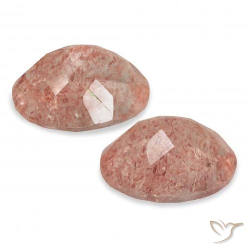 Pedras preciosas de Quartzo Morango Rosa Alaranjado natural de 6.51 ct, oval, Transparente