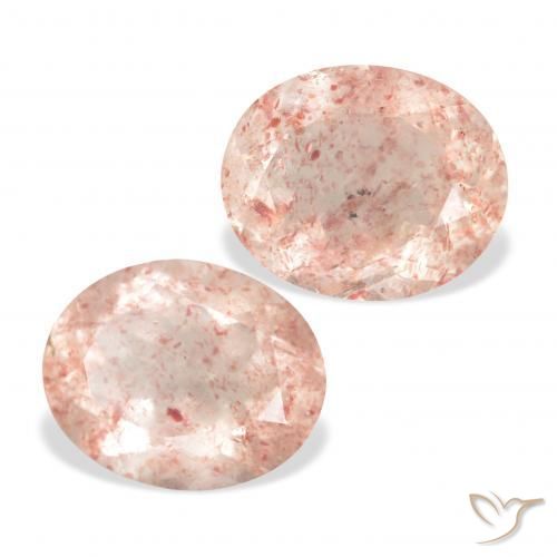 Pedras preciosas de Quartzo Morango Light Grapefruit Pink natural de 6.89 ct, oval, Transparente